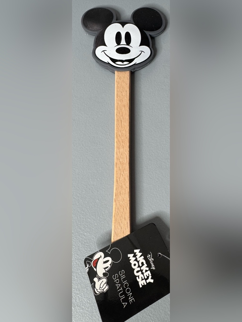 Disney Mickey Mouse themed Black and White Silicone Spatula with Wood Handle